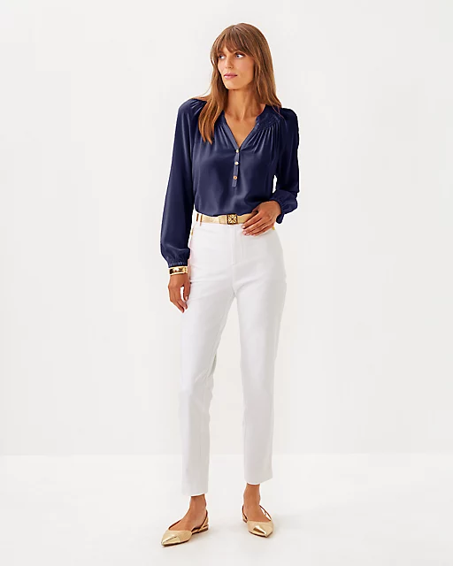Lilly Pulitzer Elsa Silk Top True Navy