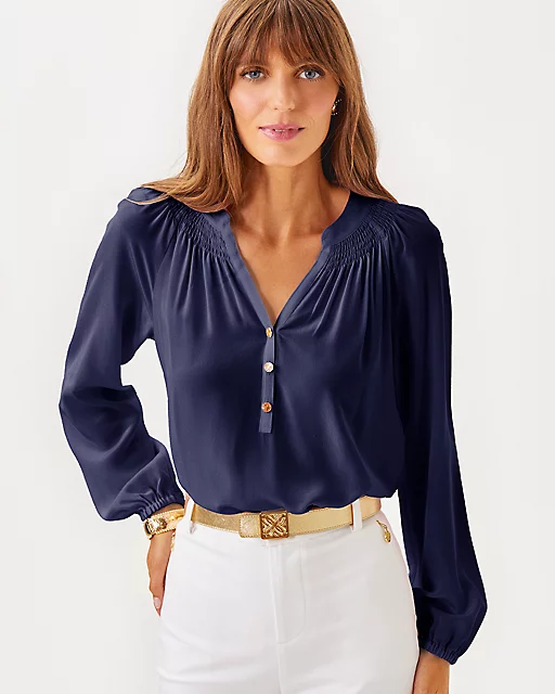 lilly pulitzer Elsa Silk Top True Navy