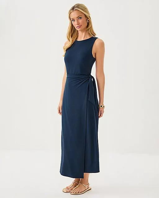 Lilly Pulitzer Estela Midi Dress Low Tide Navy
