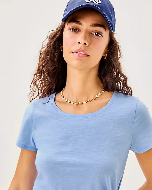 Lilly Pulitzer Etta Scoop Neck Top Jacaranda Blue