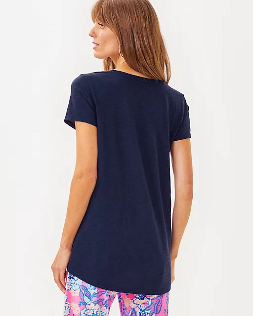 Lilly Pulitzer Etta Scoop Neck Top True Navy