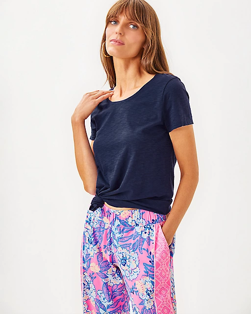 lilly pulitzer Etta Scoop Neck Top True Navy