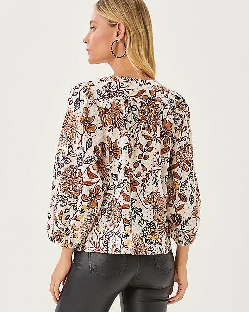 Lilly Pulitzer Haida Eyelet Top Coconut Take Meowt