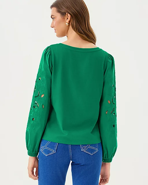 Lilly Pulitzer Isley Knit Top Fiddle Leaf Green