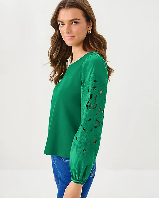 Lilly Pulitzer Isley Knit Top Fiddle Leaf Green