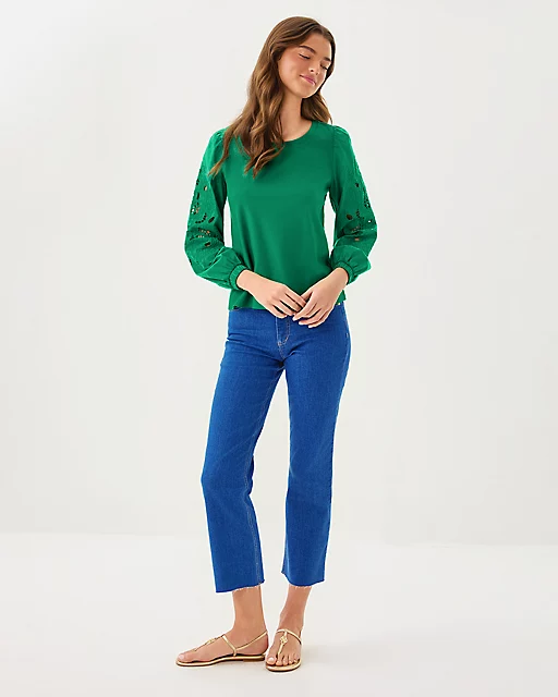 Lilly Pulitzer Isley Knit Top Fiddle Leaf Green