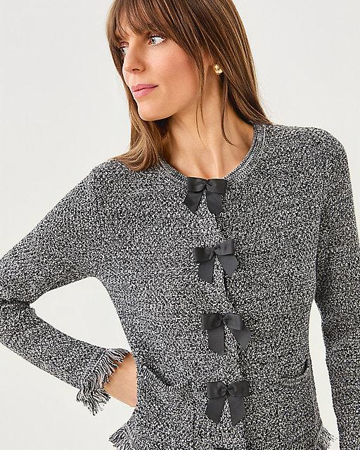 Lilly Pulitzer Kelso Bow Cardigan Black Marl