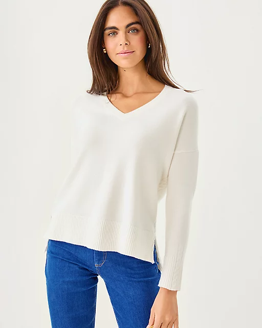 Lilly Pulitzer Laureen V-Neck Sweater Coconut