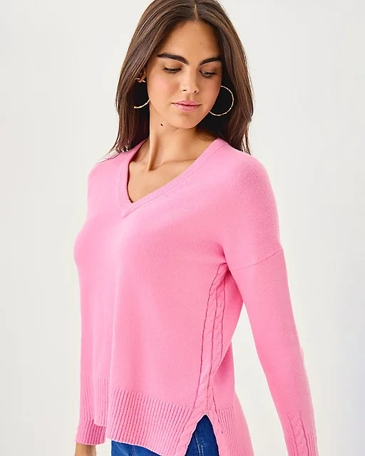 Lilly Pulitzer Laureen V-Neck Sweater Pink Bliss