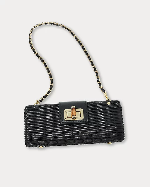 Lilly Pulitzer Leena Wicker Clutch Noir