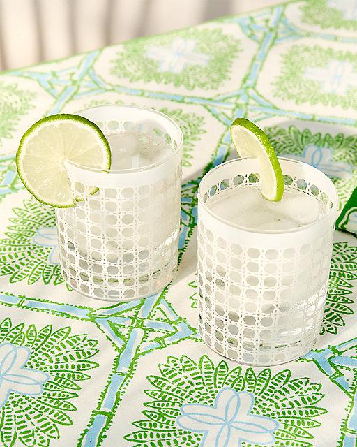 lilly pulitzer Lo-ball Glasses Resort White Caning