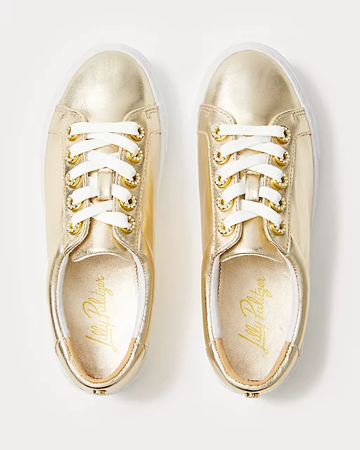 Lilly Pulitzer Lux Hallie Sneaker Gold Metallic