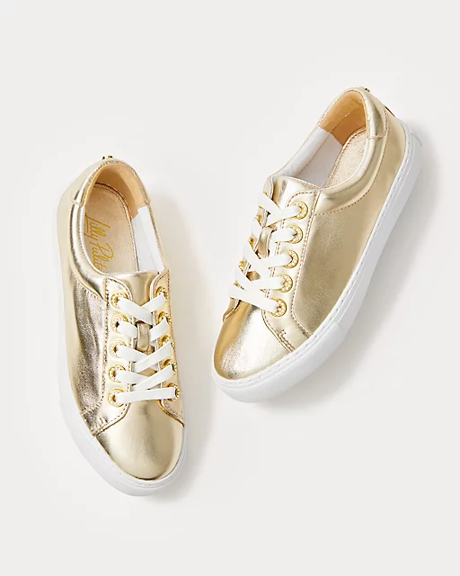 Lilly Pulitzer Lux Hallie Sneaker Gold Metallic