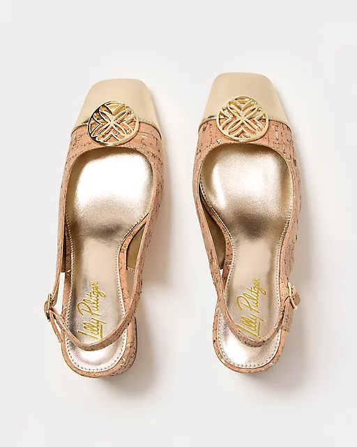 Lilly Pulitzer Mari Cork Slingback Pumps Natural
