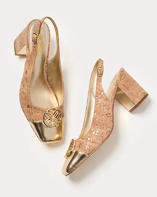 Lilly Pulitzer Mari Cork Slingback Pumps Natural