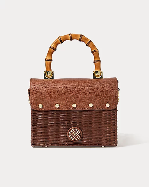 Lilly Pulitzer Maura Wicker Top Handle Bag Brown
