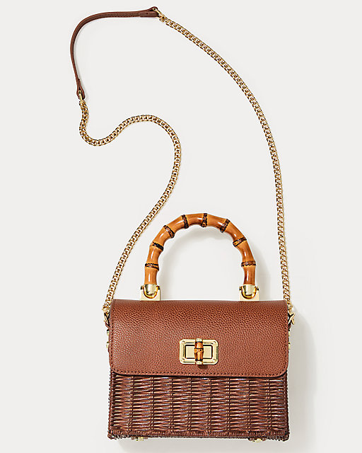 Lilly Pulitzer Maura Wicker Top Handle Bag Brown