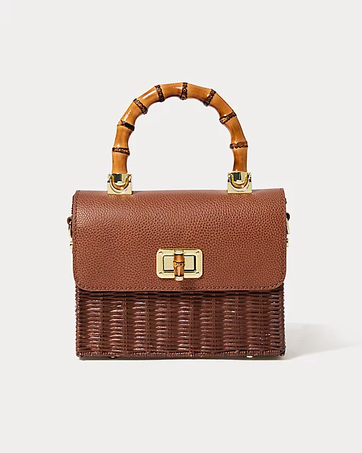 lilly pulitzer Maura Wicker Top Handle Bag Brown