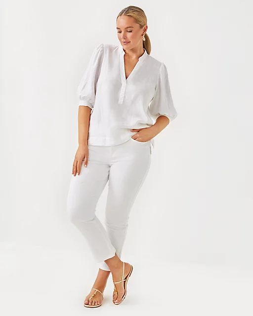 Lilly Pulitzer Mialeigh Linen Top Resort White