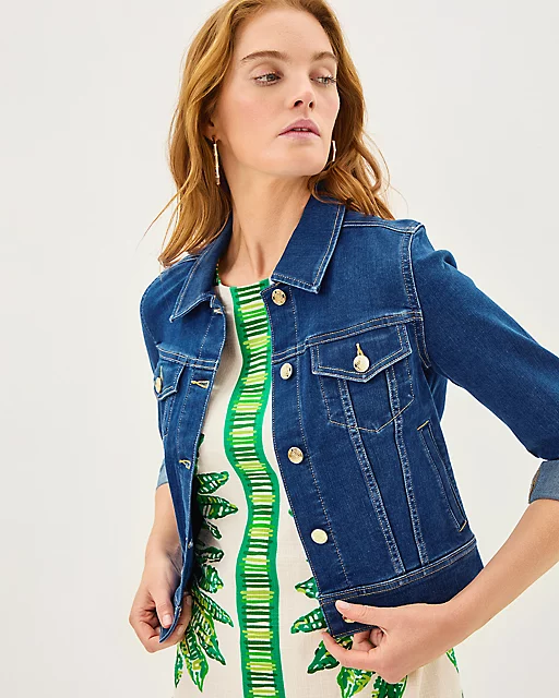 Lilly Pulitzer Seaspray Denim Jacket Medium Wash