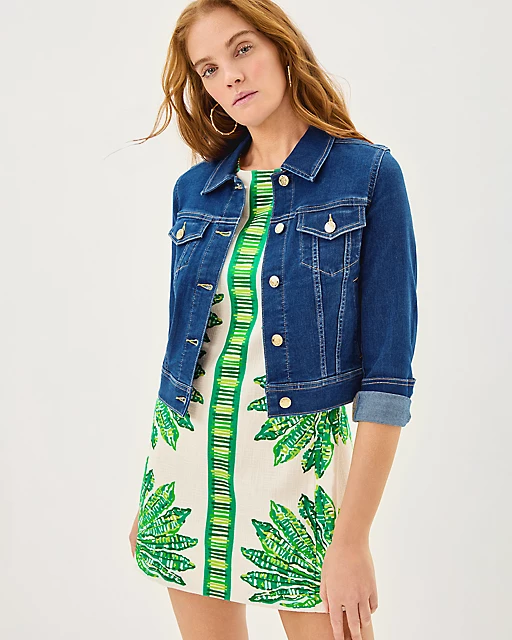Lilly Pulitzer Seaspray Denim Jacket Medium Wash