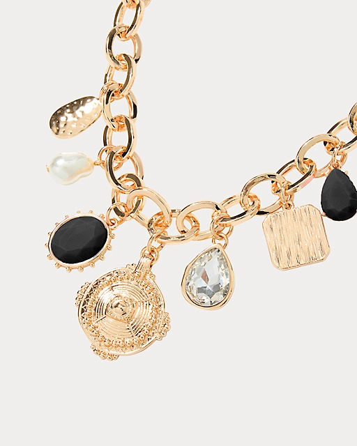 Lilly Pulitzer Sunset Shadows Charm Necklace Noir