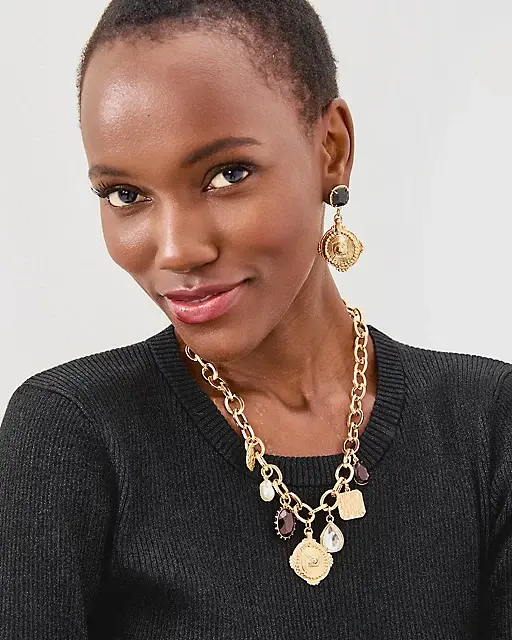 Lilly Pulitzer Sunset Shadows Charm Necklace Noir