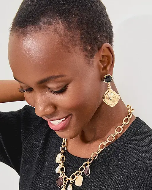 Lilly Pulitzer Sunset Shadows Earrings Noir