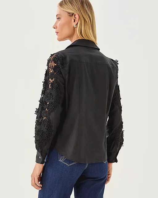 Lilly Pulitzer The Lace Lilly Shirt Noir