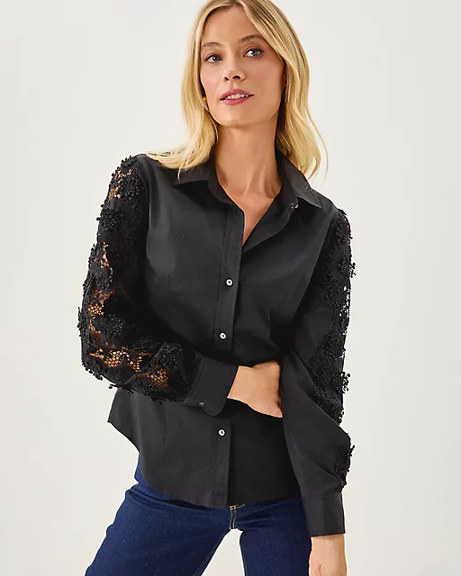 Lilly Pulitzer The Lace Lilly Shirt Noir