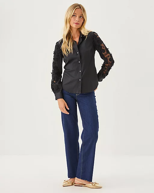 Lilly Pulitzer The Lace Lilly Shirt Noir