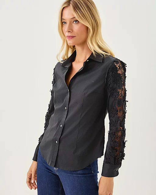 lilly pulitzer The Lace Lilly Shirt Noir