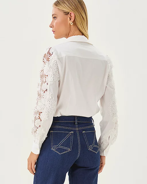 Lilly Pulitzer The Lace Lilly Shirt Resort White