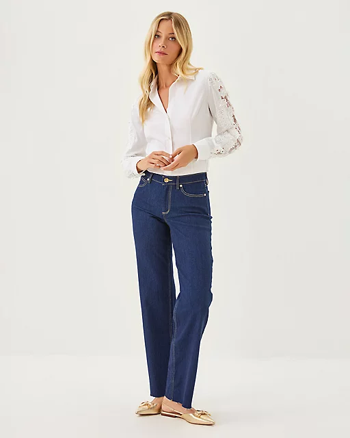 Lilly Pulitzer The Lace Lilly Shirt Resort White