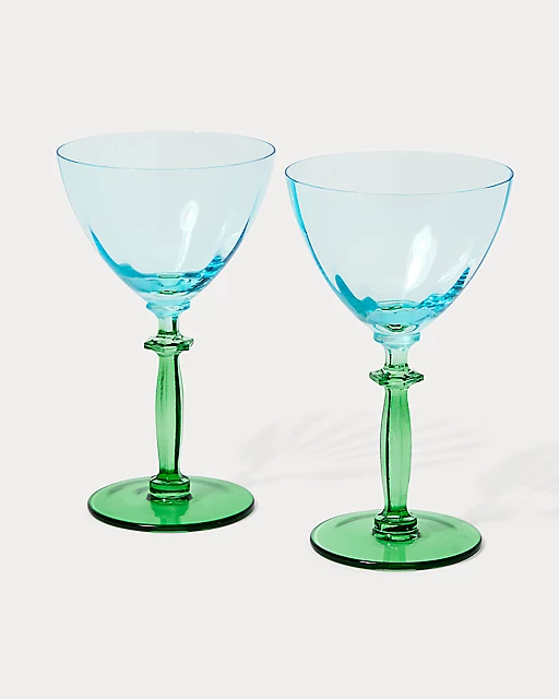 Lilly Pulitzer Wine Glass Set Peninsula Green