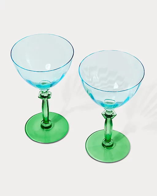 Lilly Pulitzer Wine Glass Set Peninsula Green