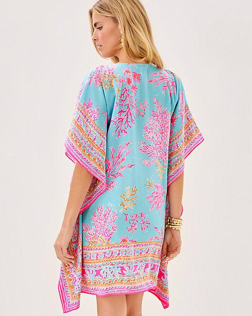 Lilly Pulitzer Lindamarie Silk Caftan Multi Royal Coral Engineered Woven Caftan