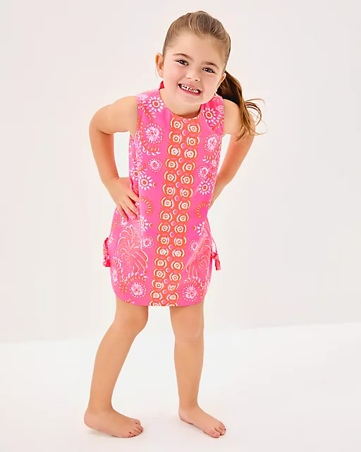 Lilly Pulitzer Little Lilly Classic Shift Dress Sunkissed Pink Breezy Palm Engineered Little Lilly