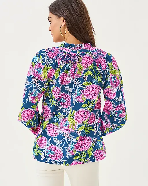 Lilly Pulitzer Lourdes Long Sleeve Top Multi Dahlia Licious