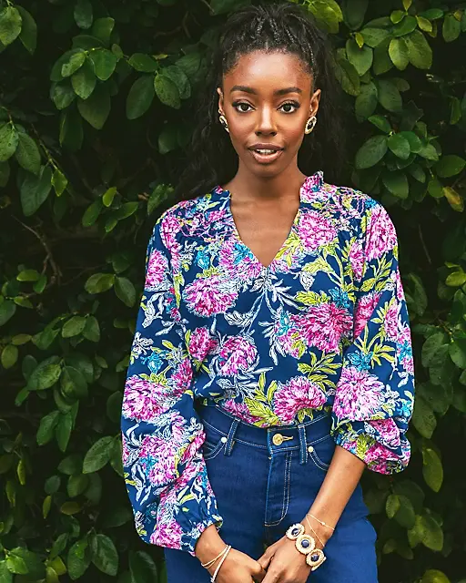 lilly pulitzer Lourdes Long Sleeve Top Multi Dahlia Licious