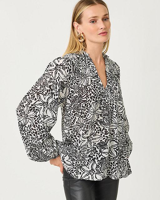 lilly pulitzer Lourdes Long Sleeve Top Onyx Lots To Spot