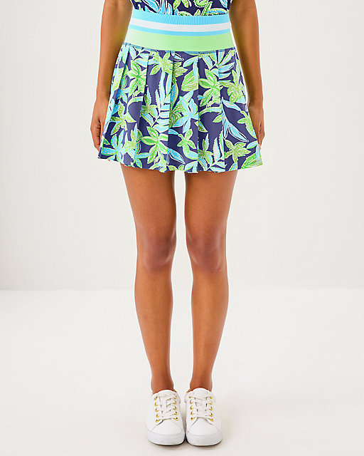 Lilly Pulitzer Luxletic 15" Cosmina High Rise Pleated Skort Sapphire Pool Tropical Tango