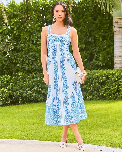lilly pulitzer Maella Midi Dress Resort White Sunny Side Up Engineered Woven Dress
