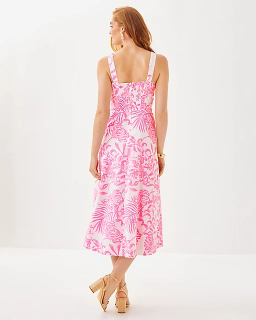 Lilly Pulitzer Maella Midi Dress Rousseau Pink Glisten In The Sun