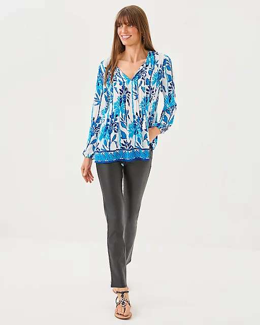 Lilly Pulitzer Marilina Tunic Top Coconut Swayin In The Breeze Engineered Tunic