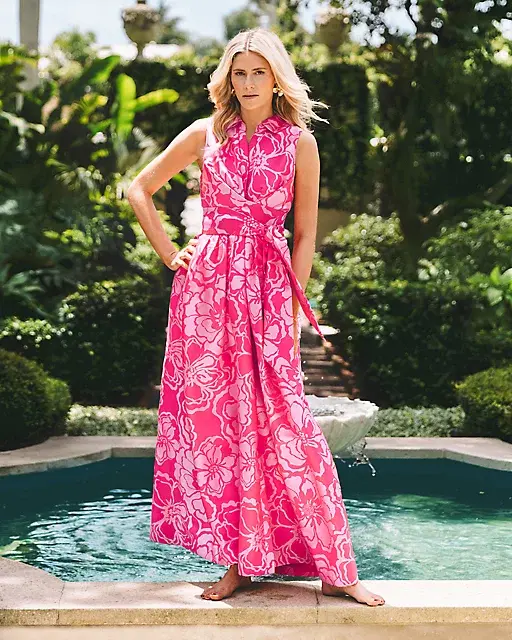 lilly pulitzer Marria Jacquard Maxi Dress Parigi Pink Go Big Satin Jacquard lilly pulitzer Marria Jacquard Maxi Dress Parigi Pink Go Big Satin Jacquard