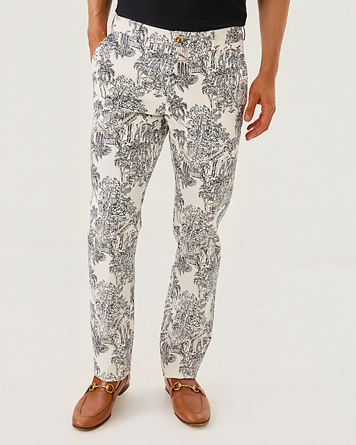 Lilly Pulitzer Men's Stuff 34" Mizner Stretch Pant Coconut Pb Anniversary Toile