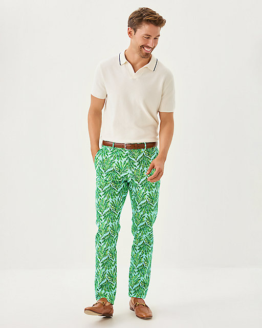 Lilly Pulitzer Men's Stuff 34" Mizner Stretch Pant Kitts Green Shady Babe