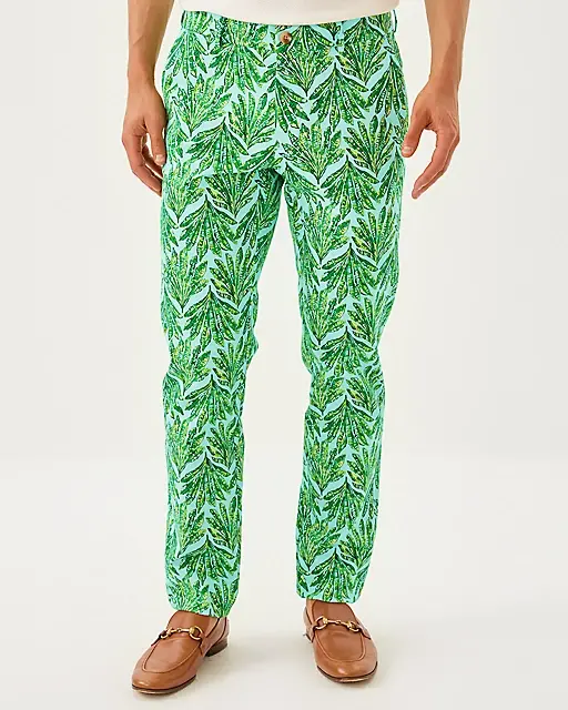 Lilly Pulitzer Men's Stuff 34" Mizner Stretch Pant Kitts Green Shady Babe