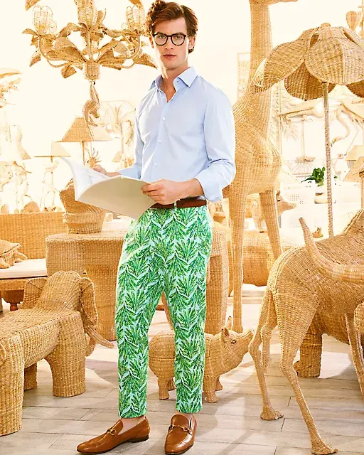 lilly pulitzer Men's Stuff 34" Mizner Stretch Pant Kitts Green Shady Babe